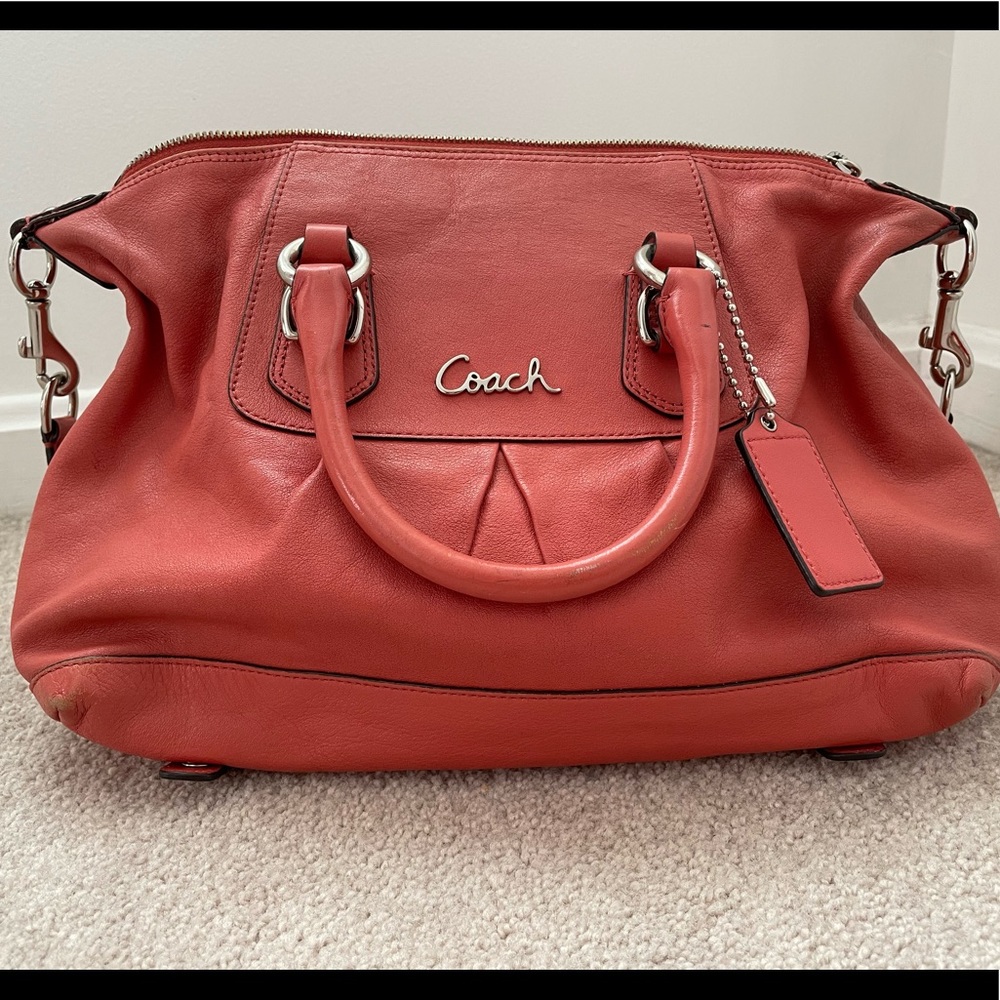 Coral Coach Shoulder Bag